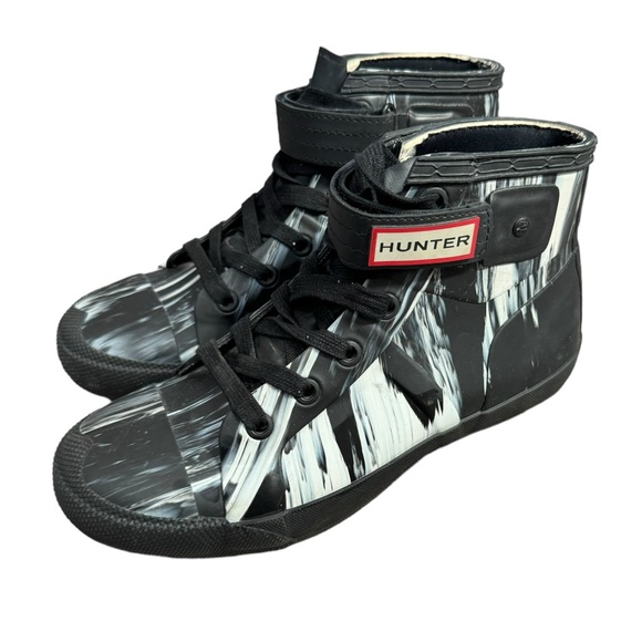 HUNTER Nightfall Original Rubber Boots Size UK 6/ US 7.5-8 Marbled Black & White - Picture 2 of 9